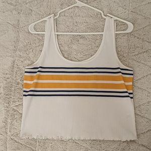 Crop White Striped Pacsun Lettuce Edge Tank Top